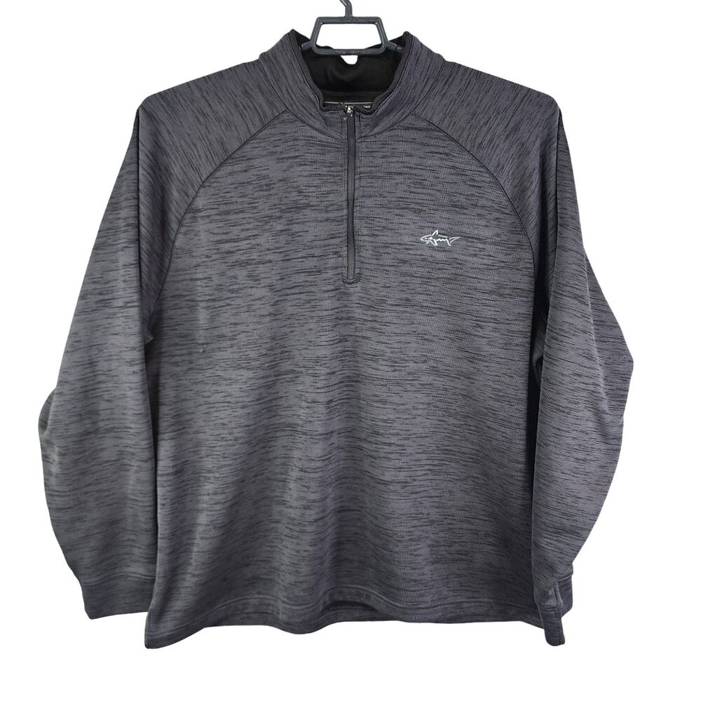Mens Heathered Black Greg Norman Pullover Sweater 1/4 Zip Long Sleeve Size XXL